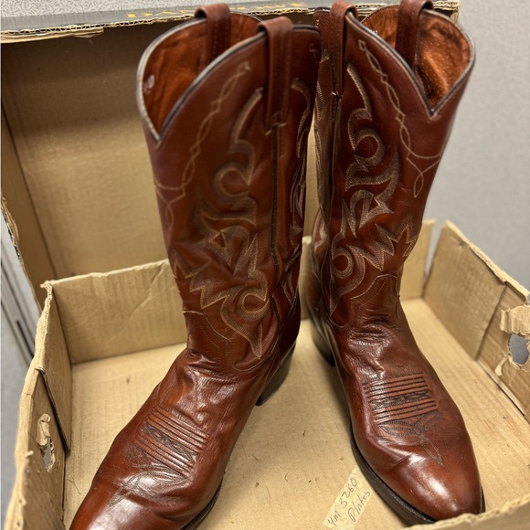 Dan Post Tan Leather Cowboy Boots - Picture 2 of 5